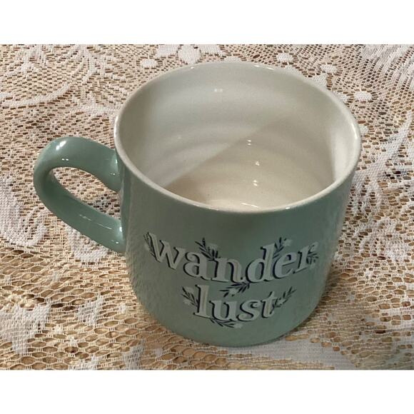 Opal House Stoneware Oversized Coffee Mug 16 oz "Wander Lust" Mint Green - Picture 3 of 8